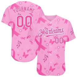 Jersey Pflege Frauen Rosa Authentische Brust Monat Weiß Krebs Baseball Bewusstsein 3D Unterstützung Gesundheit Rosa Custom Band