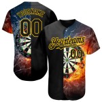 Muster Schwarz 3D Jersey Board Dart Baseball Flamme Gold Design Authentische Muster Schwarz 3D Jersey Board Dart Baseball Flamme Gold Design Authentische