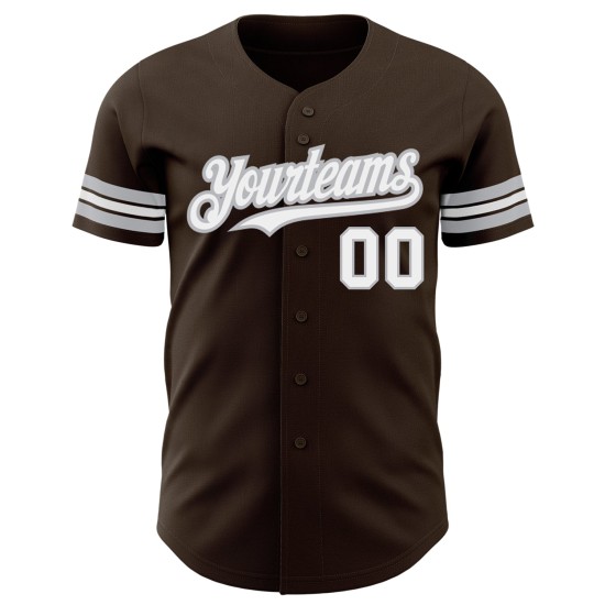 Baseball Brown Custom Authentic Jersey Weiß-Grau Baseball Brown Custom Authentic Jersey Weiß-Grau