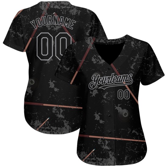 Design Authentische Billard Baseball Grau Jersey 8 Schwarz Snooker Muster Benutzerdefinierte Design Authentische Billard Baseball Grau Jersey 8 Schwarz Snooker Muster Benutzerdefinierte