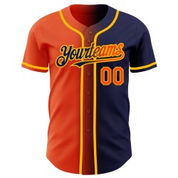 Jersey Authentic Fashion Baseball Orange-Gold Custom Navy Gradient