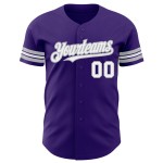 Weiß-Grau Authentic Custom Baseball Lila Trikot Weiß-Grau Authentic Custom Baseball Lila Trikot