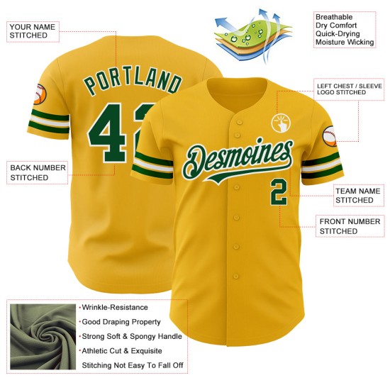 Gold Jersey Custom Grün-Weiß Baseball Authentic Gold Jersey Custom Grün-Weiß Baseball Authentic