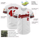 Rot-Schwarzes Baseball-Weiß-Trikot, individuell und authentisch Rot-Schwarzes Baseball-Weiß-Trikot, individuell und authentisch