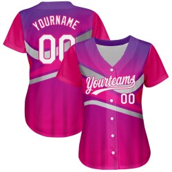 Abstrakte Lila 3D Custom Design Weiß-Hot Baseball Rosa Authentische Sport Jersey Muster