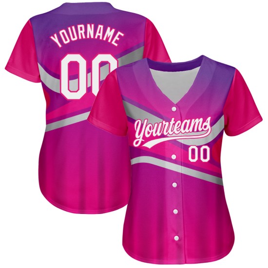 Abstrakte Lila 3D Custom Design Weiß-Hot Baseball Rosa Authentische Sport Jersey Muster Abstrakte Lila 3D Custom Design Weiß-Hot Baseball Rosa Authentische Sport Jersey Muster