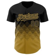Baseball Schwarz Design Authentische Quadrat Gold Muster Formen 3D Jersey Alten Farbverlauf Custom Baseball Schwarz Design Authentische Quadrat Gold Muster Formen 3D Jersey Alten Farbverlauf Custom