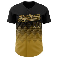 Baseball Schwarz Design Authentische Quadrat Gold Muster Formen 3D Jersey Alten Farbverlauf Custom