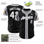 Weiß-Graue Formen Schwarzes Baseball-Trikot Farben Custom Arm Authentic 3 Weiß-Graue Formen Schwarzes Baseball-Trikot Farben Custom Arm Authentic 3