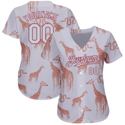 Jersey Authentic Silber-Kardinalgrau und Muster Schlange Giraffe Baseball 3D Custom Design