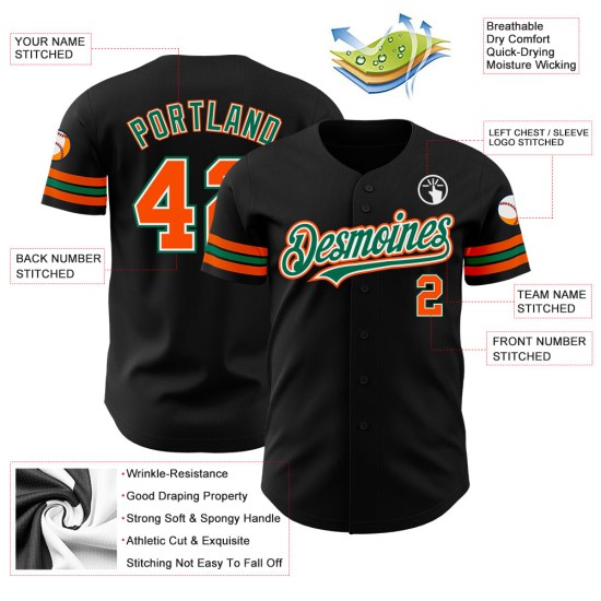 Grün Schwarz Custom Orange-Kelly Baseball Jersey Authentic Grün Schwarz Custom Orange-Kelly Baseball Jersey Authentic
