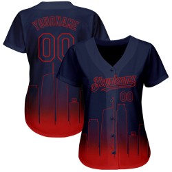 Angeles Authentic Baseball 3D Edition Fashion Custom Jersey Navy-Red Fade Navy City Los
