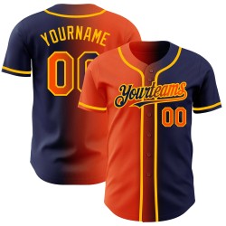 Jersey Authentic Fashion Baseball Orange-Gold Custom Navy Gradient